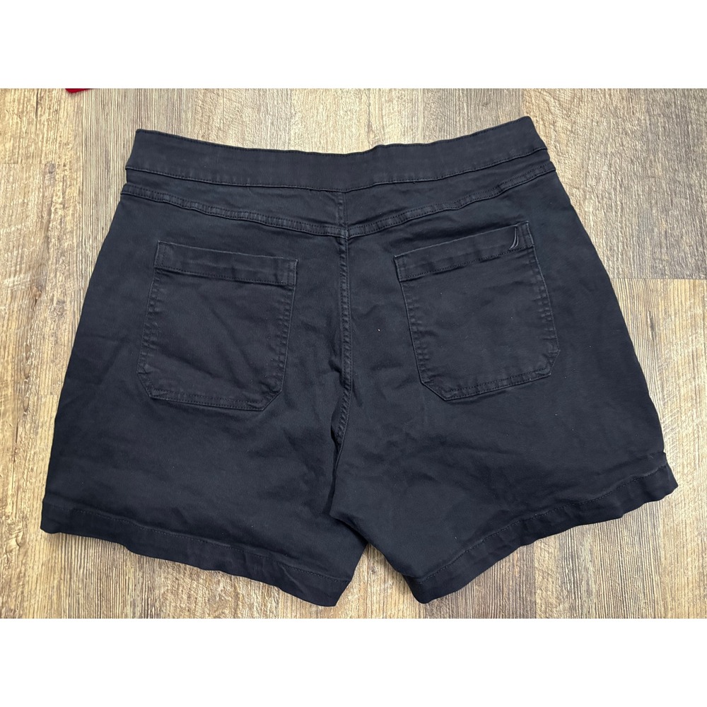 Nautica Jeans Women Black Pull On Utility Shorts Size Large Cotton Blend Stretch - Picture 7 of 7